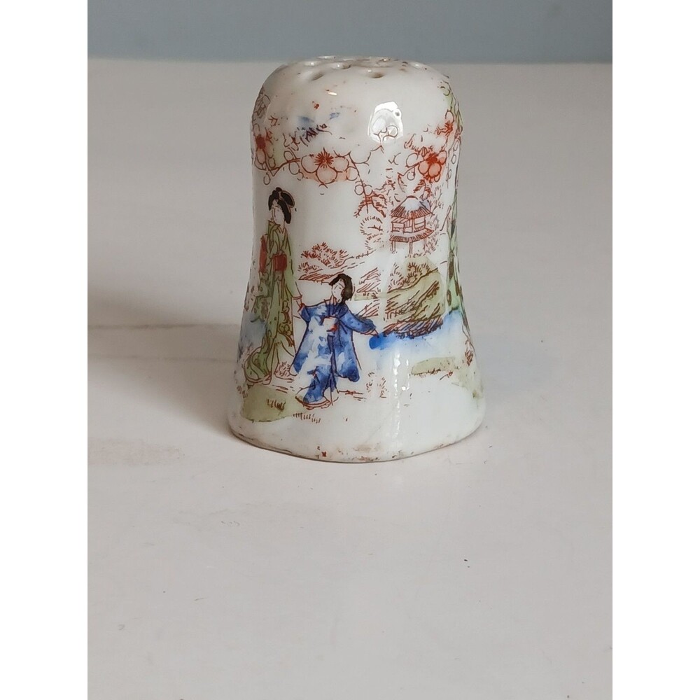 Vtg Geisha Girl Asian Hand Painted  Porcelain Hatpin Holder